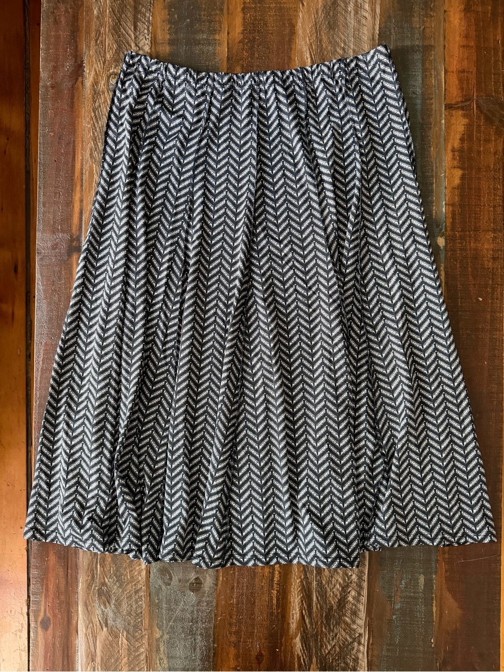 Chances R Women’s 3X Black White Midi Long A-Line Elastic Waist Skirt | SKU 0594
